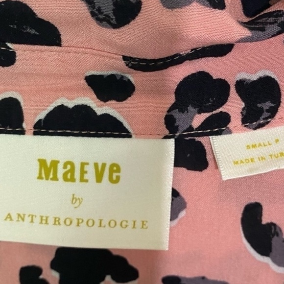 Anthropologie Maeve Pink Animal Print Maxi Top Blouse Combo SIZE SMALL - Picture 6 of 8